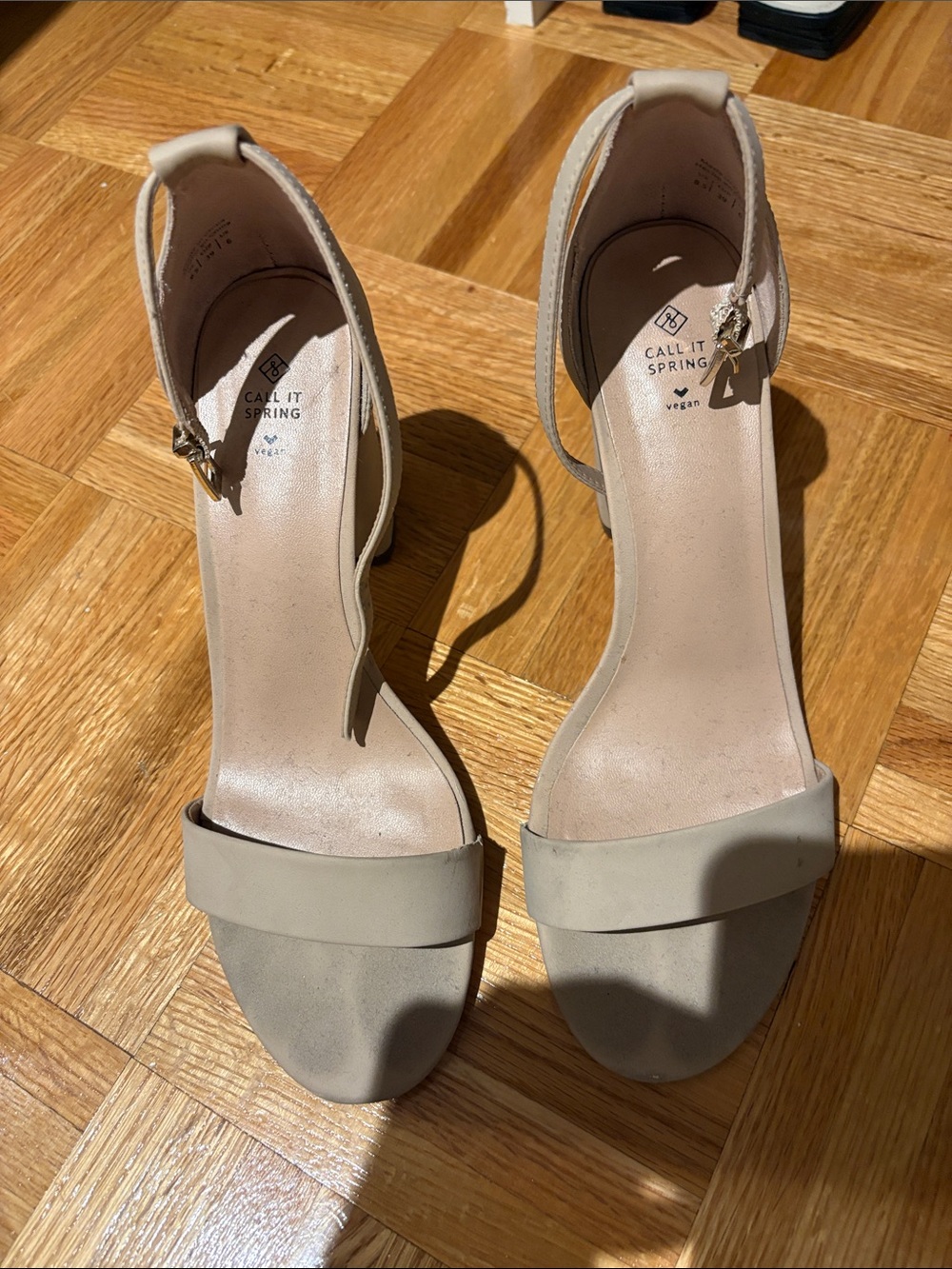 Call It Spring Taupe Ankle-Strap Heeled Sandals